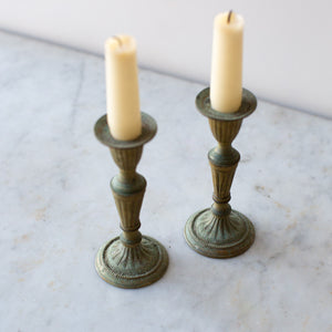 Vintage Brass Candle Holders with Verdigris Patina