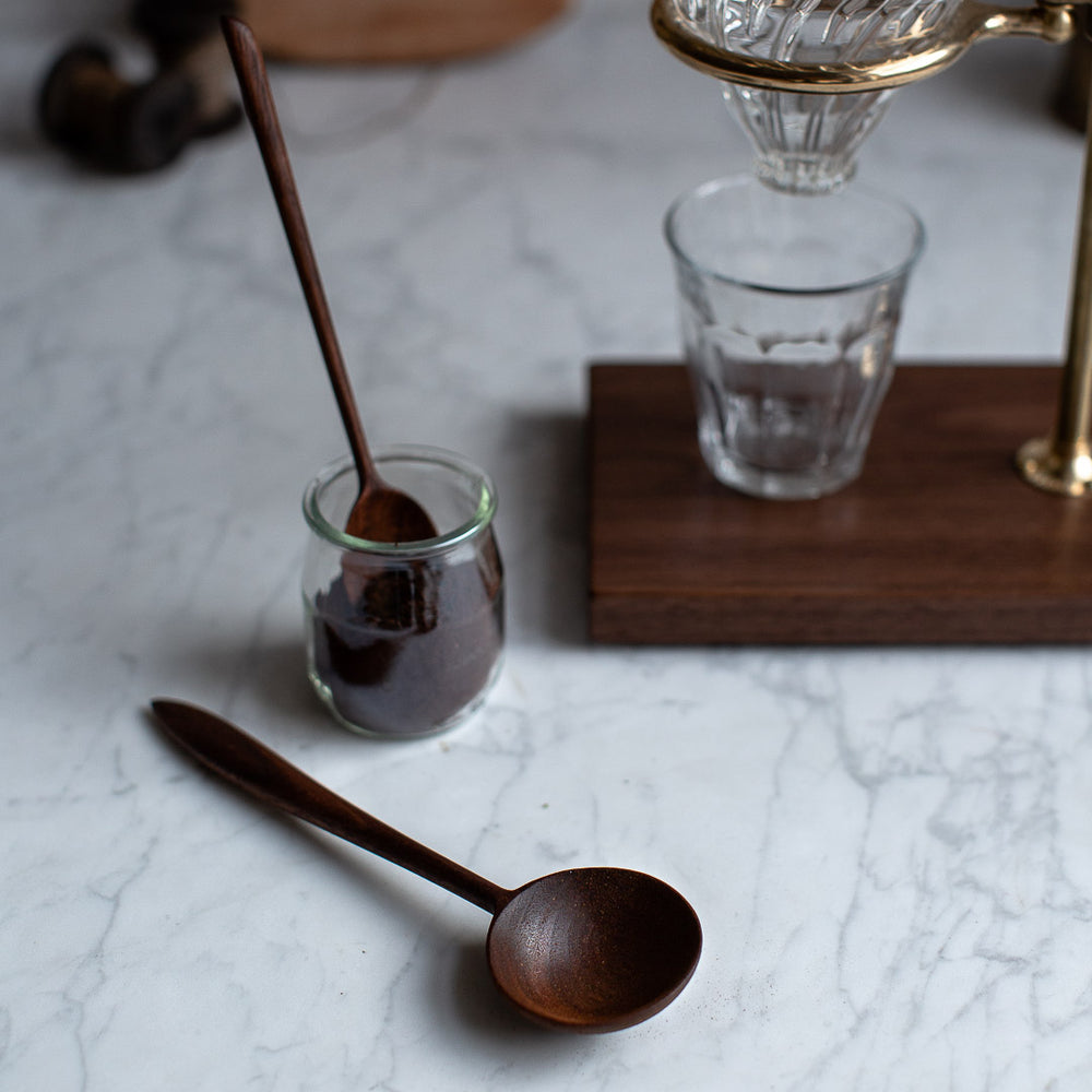 Coffee Scoop 1.5 Teaspoon Half Tablespoon Measuring Spoon Hand Carved in  Black Walnut Wood Long Handle 