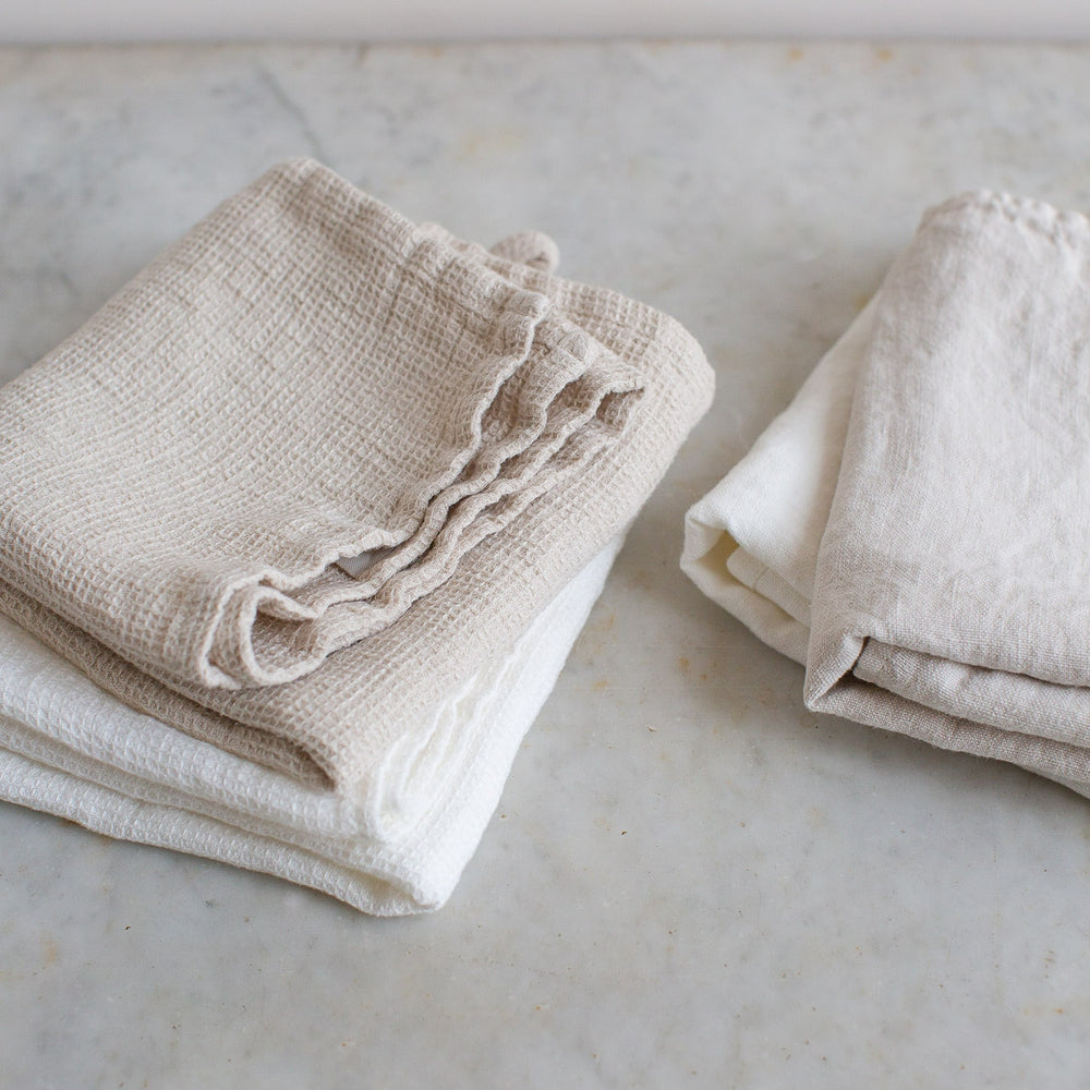 White Linen Towel Massage Natural Throw Towels Rustic Waffle